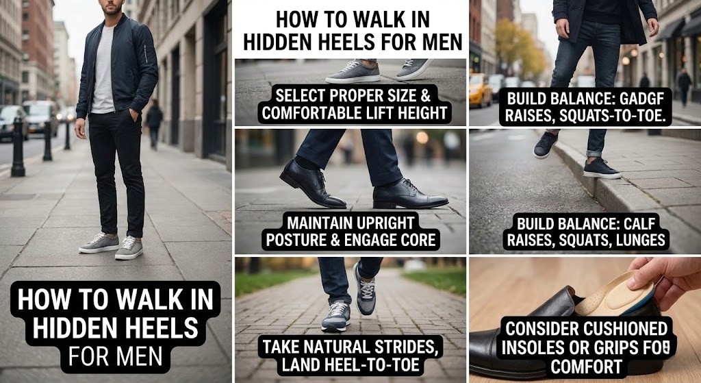 How to Walk in hidden Heels For Men