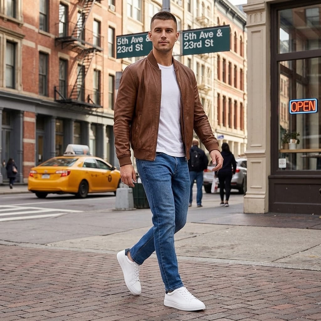 a short guy wearing jacket and height boosting sneakers
