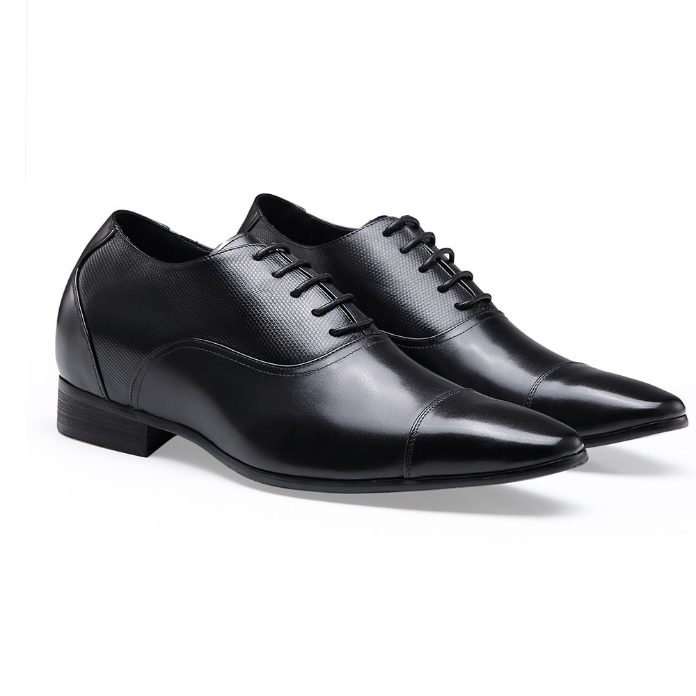 CMR CHAMARIPA Męskie czarne skórzane eleganckie buty