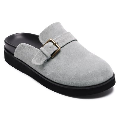 CMR CHAMARIPA buty męskie podwyższające wzrost | Szare zamszowe klapki mule 5 cm