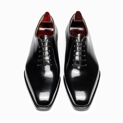 CMR CHAMARIPA Męskie buty na podwyższeniu 6 cm / 2,36 cala | Czarne skórzane buty typu Oxford z lamówką Goodyear