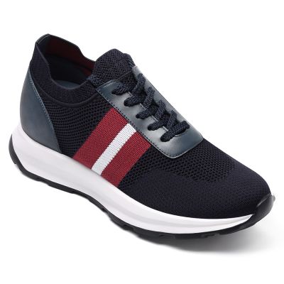 CMR CHAMARIPA Buty Podwyższające Męskie | Niebieskie Oddychające Sneakersy Dzianinowe 7 CM