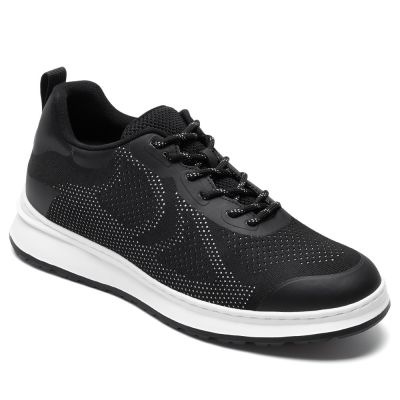 7CM CMR CHAMARIPA buty męskie podwyższające - Czarny Dzianinowy Casualowy Trener Wzrostu