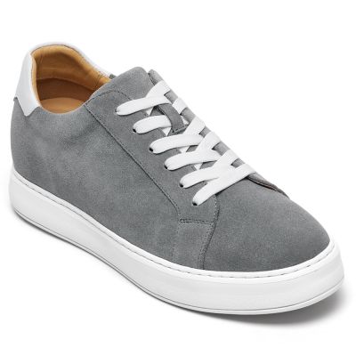 7CM CMR CHAMARIPA buty podwyższające dla mężczyzn - Ciemnoszare Zamszowe Codzienne Buty Casual