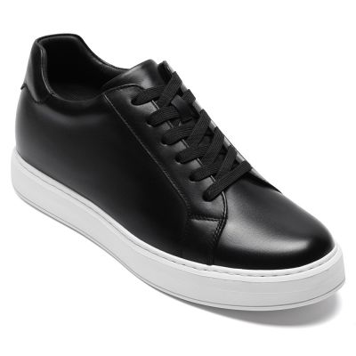 CMR CHAMARIPA Buty Podwyższające Męskie | Czarne Skórzane Buty Casualowe 7 CM