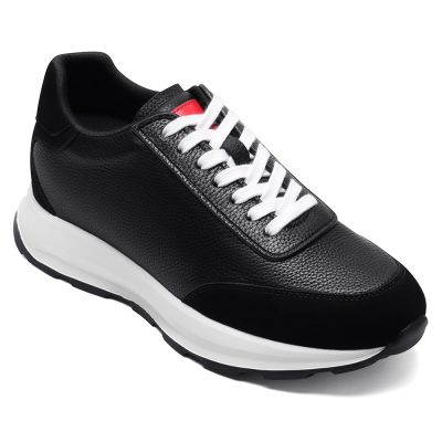 CMR CHAMARIPA Sneakersy podwyższające dla mężczyzn | Czarne skórzane buty 8 CM