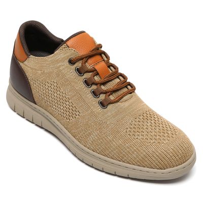 CMR CHAMARIPA Najlepsze buty podwyższające dla mężczyzn - beżowe, dzianinowe buty casualowe, podwyższenie o 6 cm / 2,36 cala.