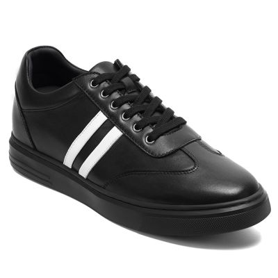 CMR CHAMARIPA Męskie Niewidoczne Buty Podwyższające Wzrost – Czarne Skórzane Casualowe Buty Sportowe 6 cm