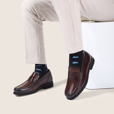 Obuwie Podwyzszajace Wizytowe – Loafersy Skórzane Brązowe 6cm
