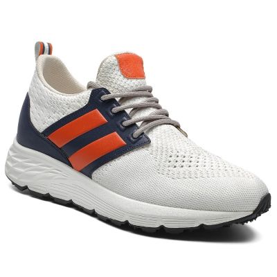 Buty Podwyższające Sportowe dla Mężczyzn – 8cm Białe Buty Oddychające z Dzianiny