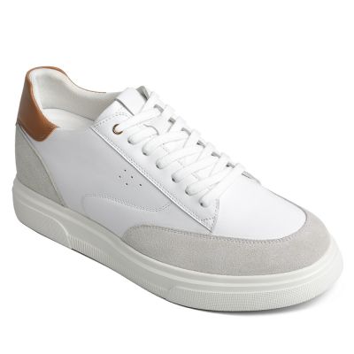 CMR CHAMARIPA Buty podwyższające dla mężczyzn - białe skórzane buty na co dzień, podwyższające o 8 cm / 3,15 cala.