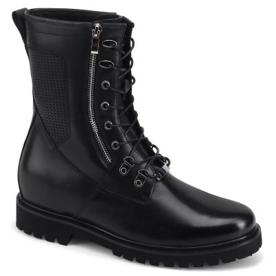 Czarne Skórzane Buty Motocyklowe 7 cm