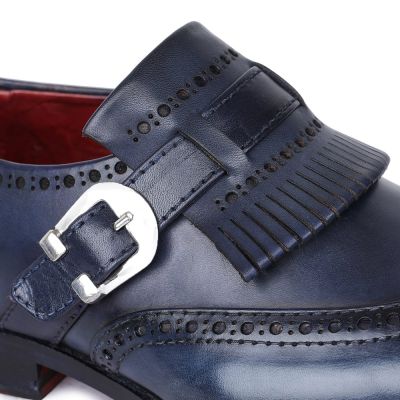 Mokasyny Retro w Kolorze Granatowym +7 cm