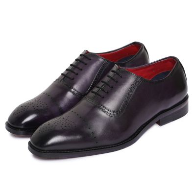 Fioletowe Oxfordy z Nosiem Cap Toe do 7 cm