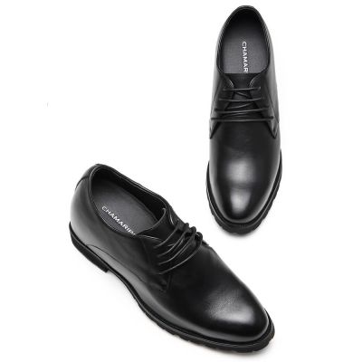 Czarne Buty Derby z Podwyższeniem 13 cm