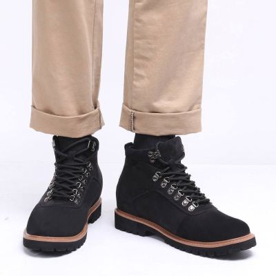 Czarne Botki z Nubuku 8 cm | CHAMARIPA