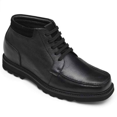 Czarne Skórzane Botki 9 cm | CHAMARIPA