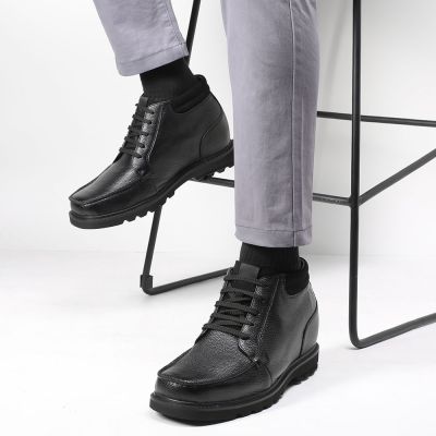 Czarne Skórzane Botki 9 cm | CHAMARIPA