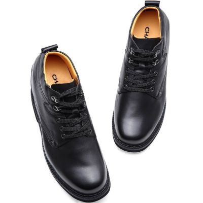 14 cm Czarne Skórzane Buty Podwyższające