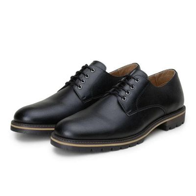 6 cm Czarne Buty Męskie z Wegańskiej Skóry