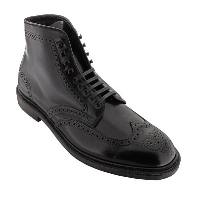 7 cm Botki Wingtip ze Skóry Shell Cordovan