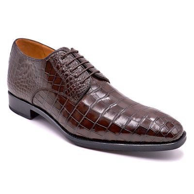 CMR CHAMARIPA Męskie buty podwyższające | Brązowe buty Derby z wzorem krokodyla 7 CM