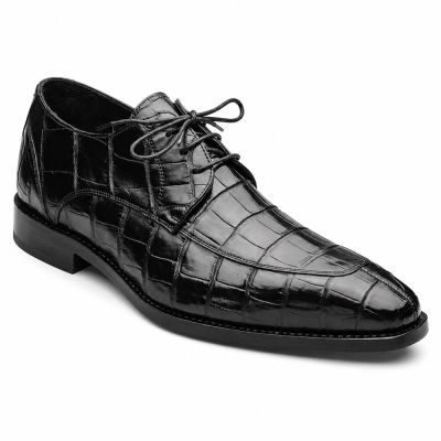 CMR CHAMARIPA Męskie buty podwyższające | Czarne buty Derby z wzorem krokodyla 7 CM