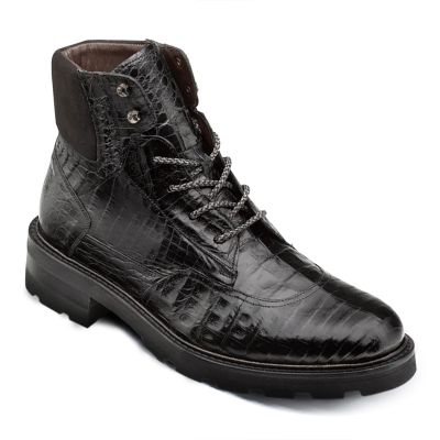 Czarne Botki Krokodyl Zamsz 7 cm | CHAMARIPA