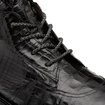 Czarne Botki Krokodyl Zamsz 7 cm | CHAMARIPA