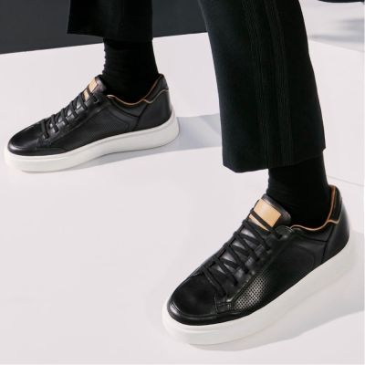 7 cm buty podwyższające sportowe z czarnej skóry premium dla mężczyzn