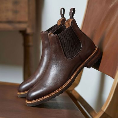 CMR CHAMARIPA Najwyższe Buty dla Mężczyzn | Ciemnobrązowe Skórzane Sztyblety 7 CM