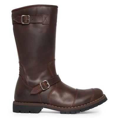 CMR CHAMARIPA Buty Dodające Wzrostu Męskie | Ciemnobrązowe Skórzane Buty Motocyklowe 7 CM