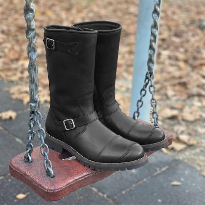 CMR CHAMARIPA Buty Męskie Dodające Wzrostu | Czarne Skórzane Buty Motocyklowe 7 CM