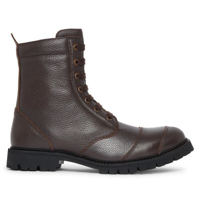 CMR CHAMARIPA Męskie Buty Podwyższające Wzrost | Brązowe Skórzane Buty Motocyklowe 7 CM