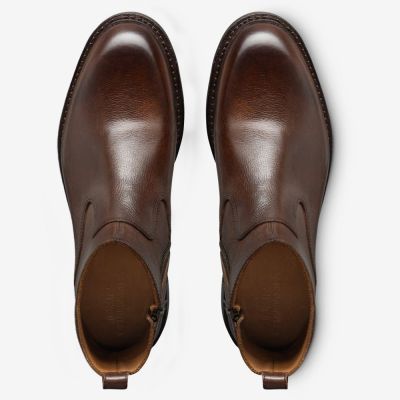 CMR CHAMARIPA Buty Dodające Wzrostu Męskie | Brązowe Skórzane Buty na Zamek 7 CM