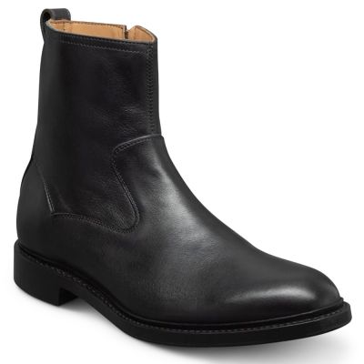 CMR CHAMARIPA Męskie Buty Podwyższające Wzrost | Czarne Skórzane Buty na Zamek 7 CM