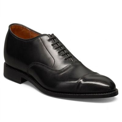 Męskie eleganckie buty podwyższające CMR CHAMARIPA | Czarne buty oxford ze skóry cordovan 7 CM