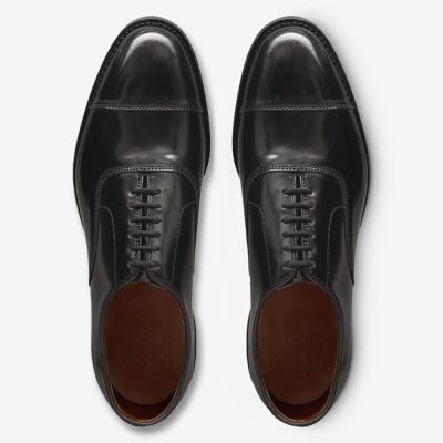 Męskie eleganckie buty podwyższające CMR CHAMARIPA | Czarne buty oxford ze skóry cordovan 7 CM