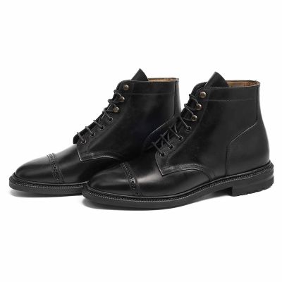 Najwyższe botki męskie CMR CHAMARIPA | Czarne botki ze skóry cordovan 7 CM