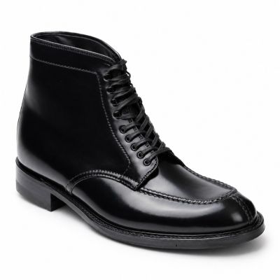 Męskie botki podwyższające CMR CHAMARIPA | Czarne botki ze skóry cordovan 7 CM