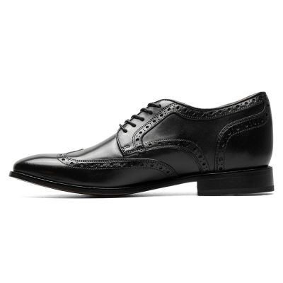 Męskie buty podwyższające CMR CHAMARIPA | Czarne buty brogues ze skóry cordovan 7 CM