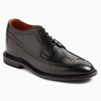 Męskie buty podwyższające CMR CHAMARIPA | Czarne buty full brogues ze skóry cordovan 7 CM