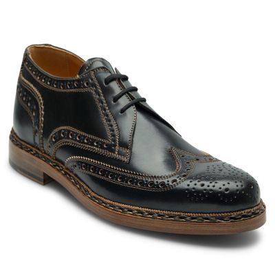 Męskie buty podwyższające wzrost CMR CHAMARIPA | Czarne buty full brogues ze skóry cordovan 7 CM