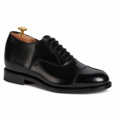 Męskie buty dodające wzrostu CMR CHAMARIPA | Czarne buty oxford ze skóry cordovan 7 CM