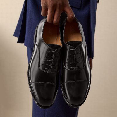 Męskie buty dodające wzrostu CMR CHAMARIPA | Czarne buty oxford ze skóry cordovan 7 CM