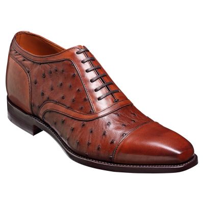 CMR CHAMARIPA Buty Podwyższające dla Mężczyzn | Brązowe Oksfordy ze Skóry Strusia 7 CM