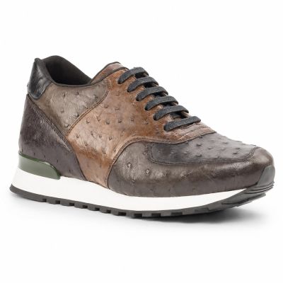 CMR CHAMARIPA Męskie Buty Podwyższające | Wielokolorowe Buty Codzienne ze Skóry Strusia 7 CM