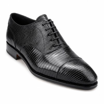 CMR CHAMARIPA Męskie buty podwyższające | Czarne buty Oxford ze skóry jaszczurki 7 CM