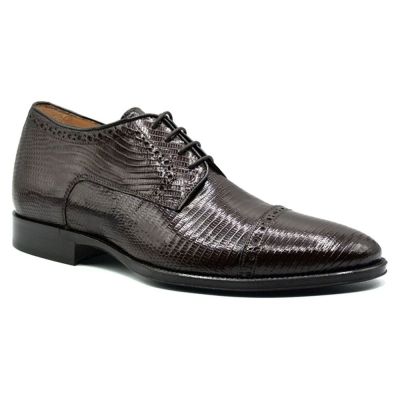 CMR CHAMARIPA Męskie buty podwyższające | Brązowe buty Derby ze skóry jaszczurki 7 CM
