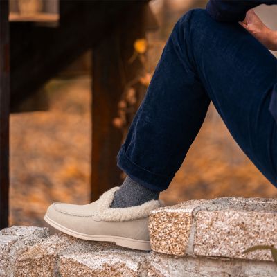 CMR CHAMARIPA Buty Podwyższające Męskie | Beżowe Mokasyny Zamszowe Ocieplane 5 CM
